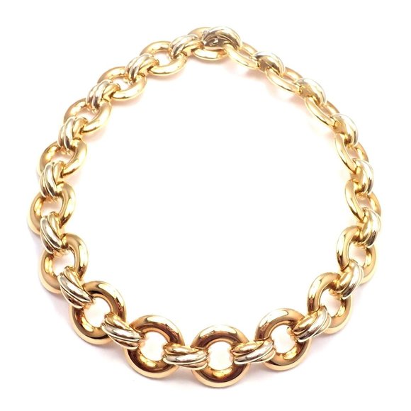 Rare! Authentic Cartier Trinity 18k Multi Color Gold Round Link Necklace - Picture 3 of 9